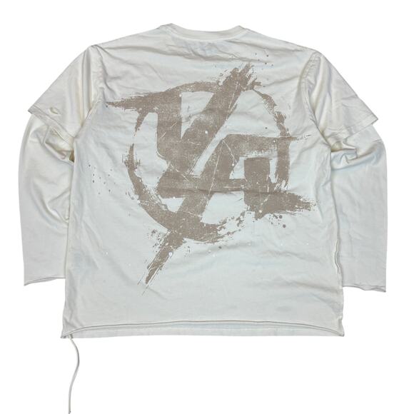 YoungLA W462 Ravage Tee Distressed Oversized Twofer Shirt Women's M - Picture 1 of 10